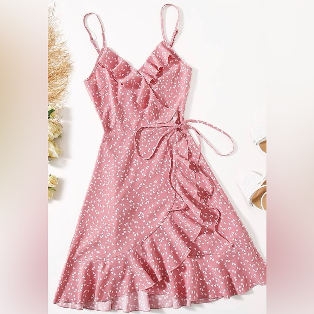 Wrap around pink heart dress